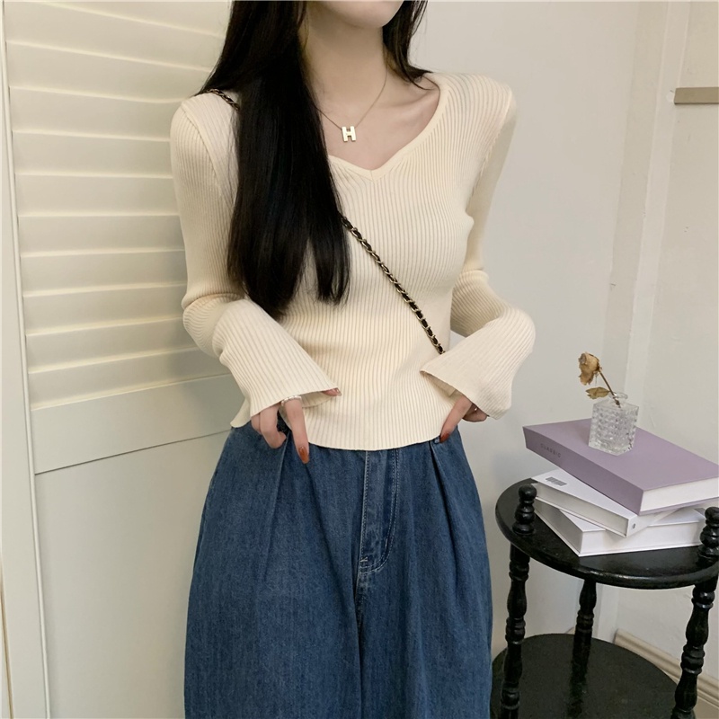 Áo Len Tay Dài Màu Sắc Đơn Giản Thời Trang Dành Cho Nữ