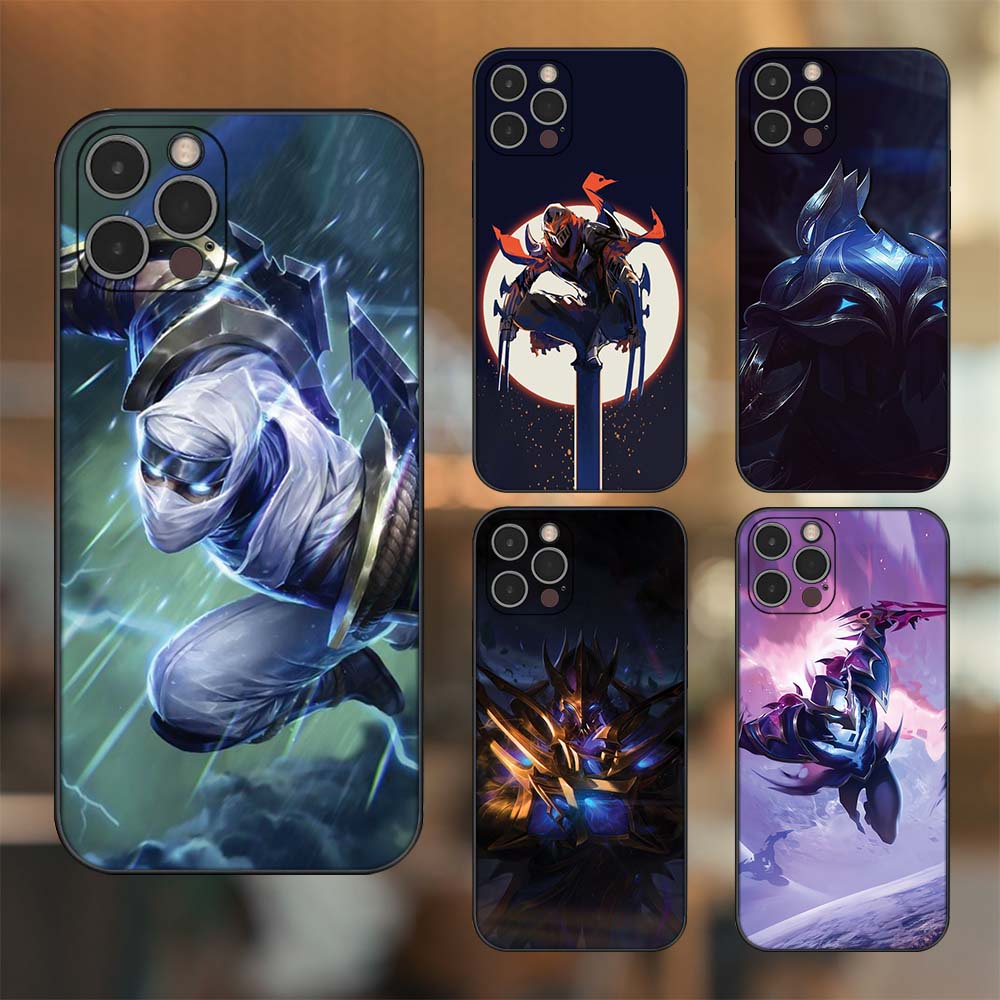 Ốp lưng iPhone 12 Pro dẻo đen cạnh vuông in hình Zed Liên Minh Huyền Thoại