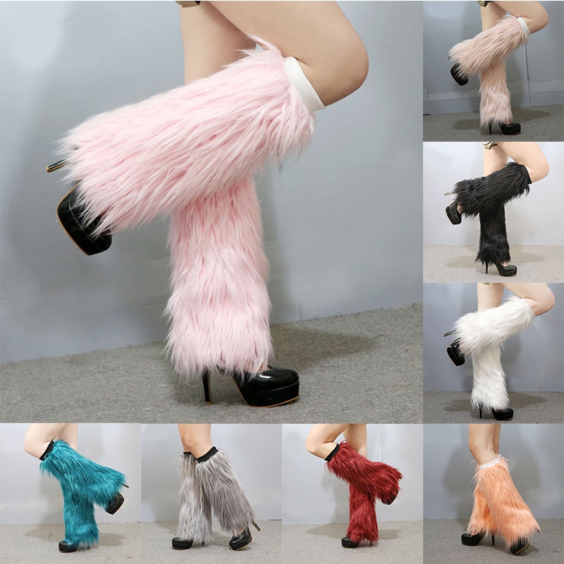 Vớ Ống Chân Giả Lông Thú Giữ Ấm Màu Sắc Trơn Cổ Điển