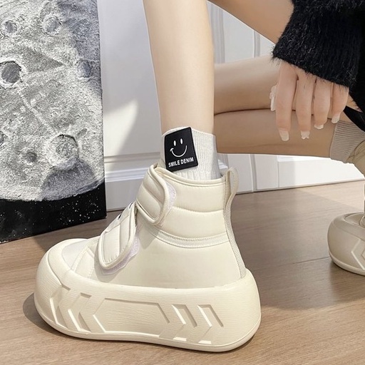 Giày Bánh Mì Cotton Đế Dày Cao Cổ Quai Dán Ngang Dễ Thương Dành Cho Nữ