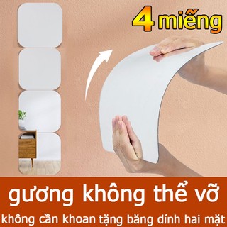 [30x30cm，gồm 4 miếng 120cm] YAKELI Gương dán tường Gương dán ghép tường trang trí cao cấp Nội Thất Decor Phòng