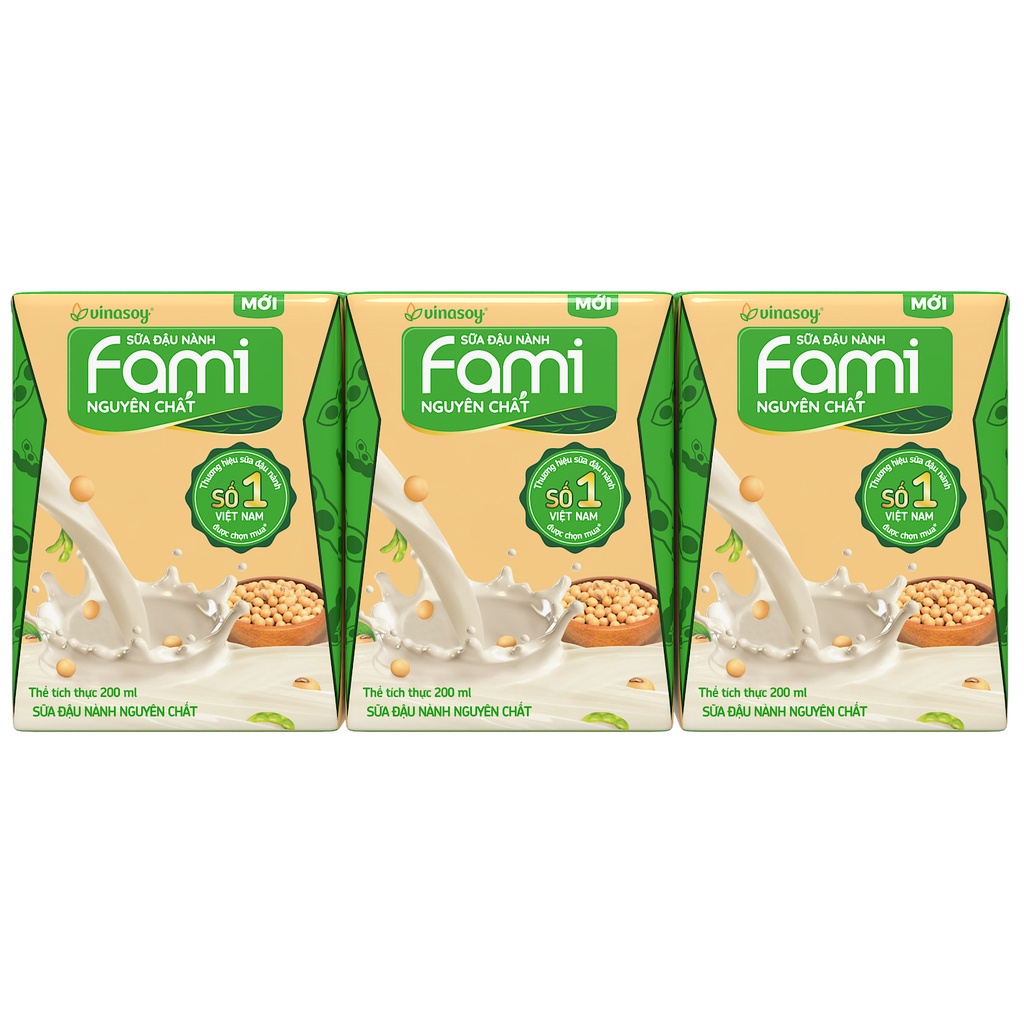 Thùng sữa đậu nành Fami Nguyên chất (36 hộp x 200ml)