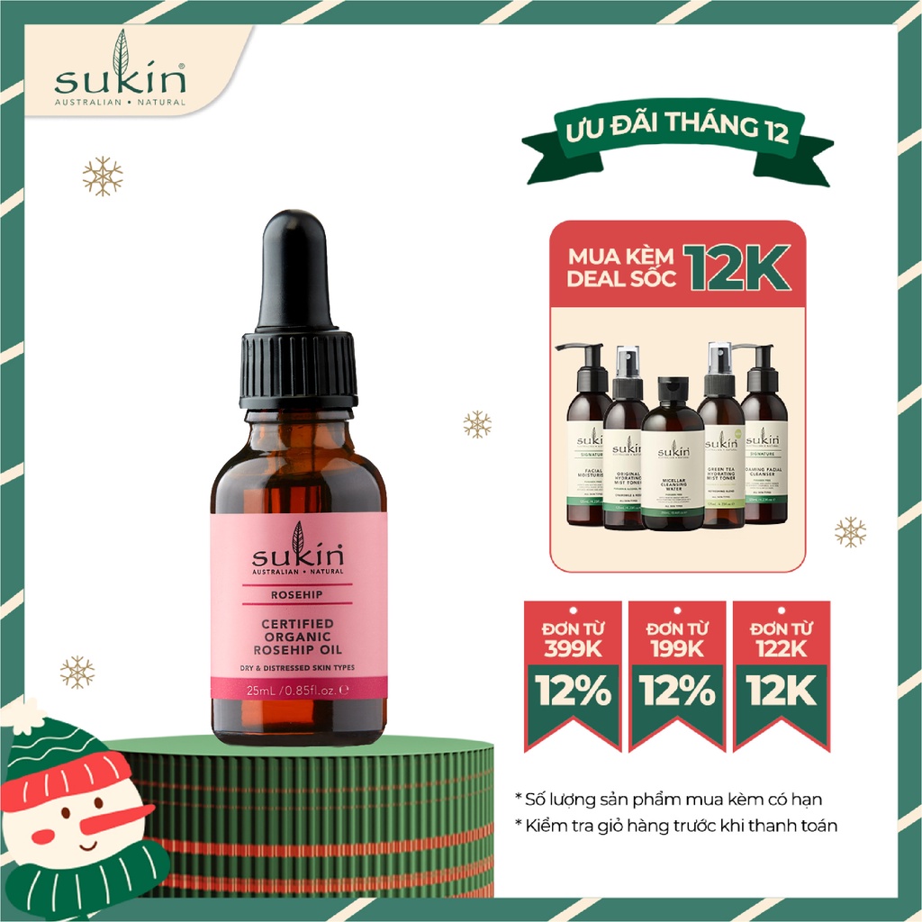 Tinh Dầu Tầm Xuân Sukin Rosehip Certified Organic Rosehip Oil 25ml