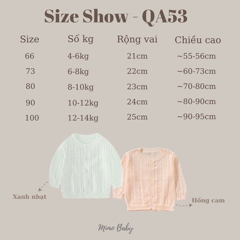 Áo cardigan len mỏng cho bé gái mùa thu đông siêu dễ thương Mimo Baby QA53