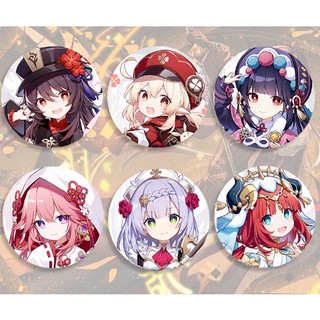 Huy hiệu chibi Genshin Impact kích thước 5.7cm mẫu đẹp