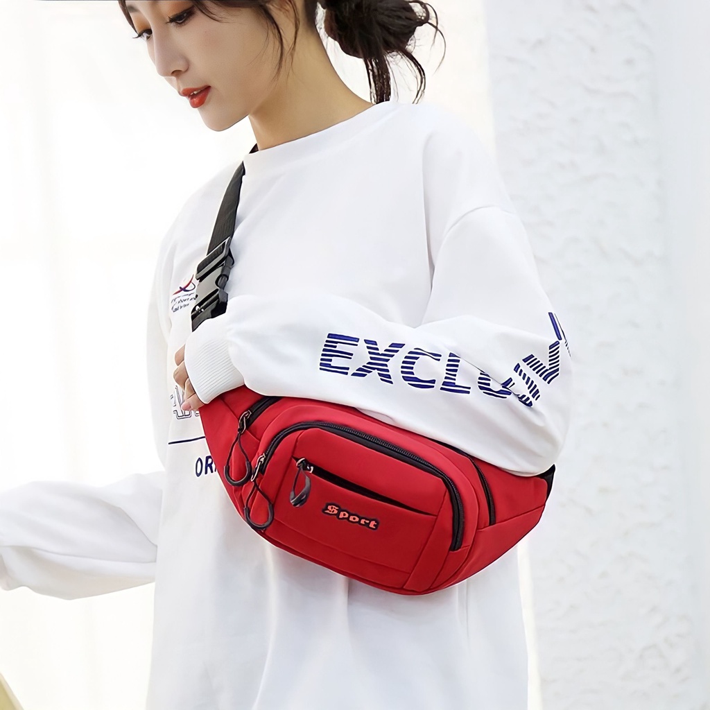 Túi Đeo Chéo Unisex Phù Hợp Cả Nam Và Nữ, Túi Bao Tử Mini Vải Canvas Phong Cách Streetwear Đường Phố