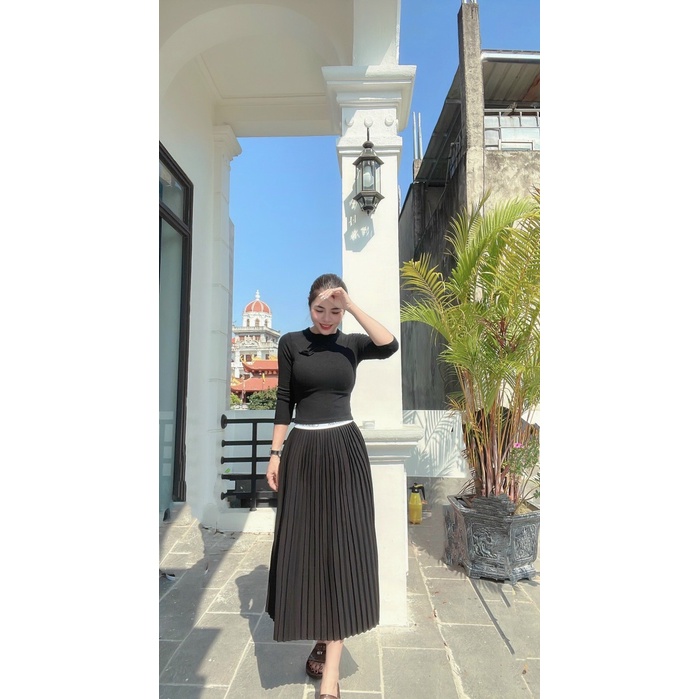 CHÂN VÁY DẬP LY NỮ MIDI