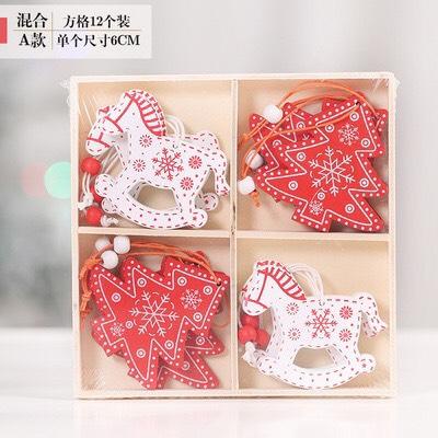 Set 12 món treo noel gỗ, combo 12 món trang trí cây thông noel, nhà cửa nhân dịp giáng sinh