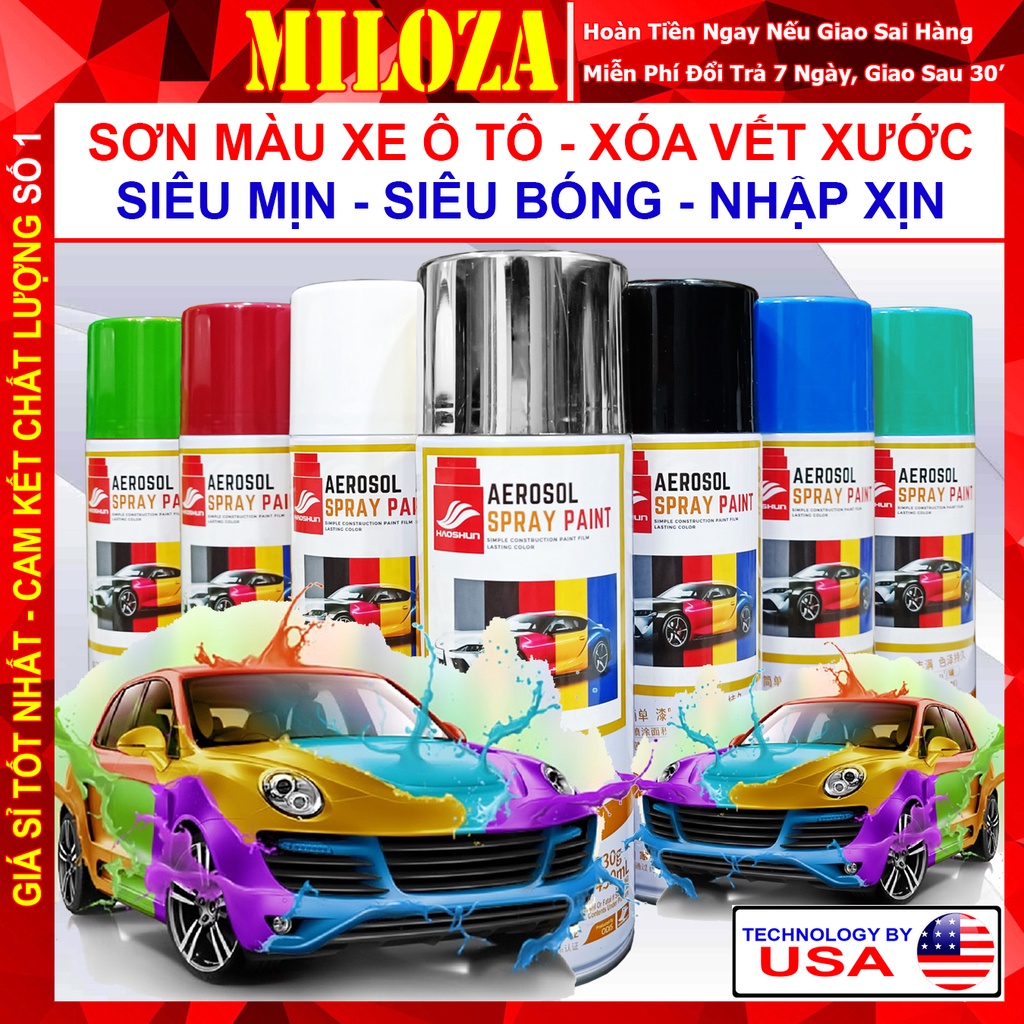 [FSALE] Sơn Ô Tô Xe Máy Cao Cấp - Sơn Xịt Tay Trực Tiếp - Siêu Bóng, Mịn, Bám Dính Tốt - Xóa Vết Xước - Haoshun Paint