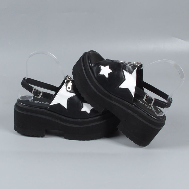 Giày Sandal Đế Xuồng Dày Có Khóa Kéo Trước Thời Trang Mùa Hè Kiểu Mới Dành Cho Bạn Nữ