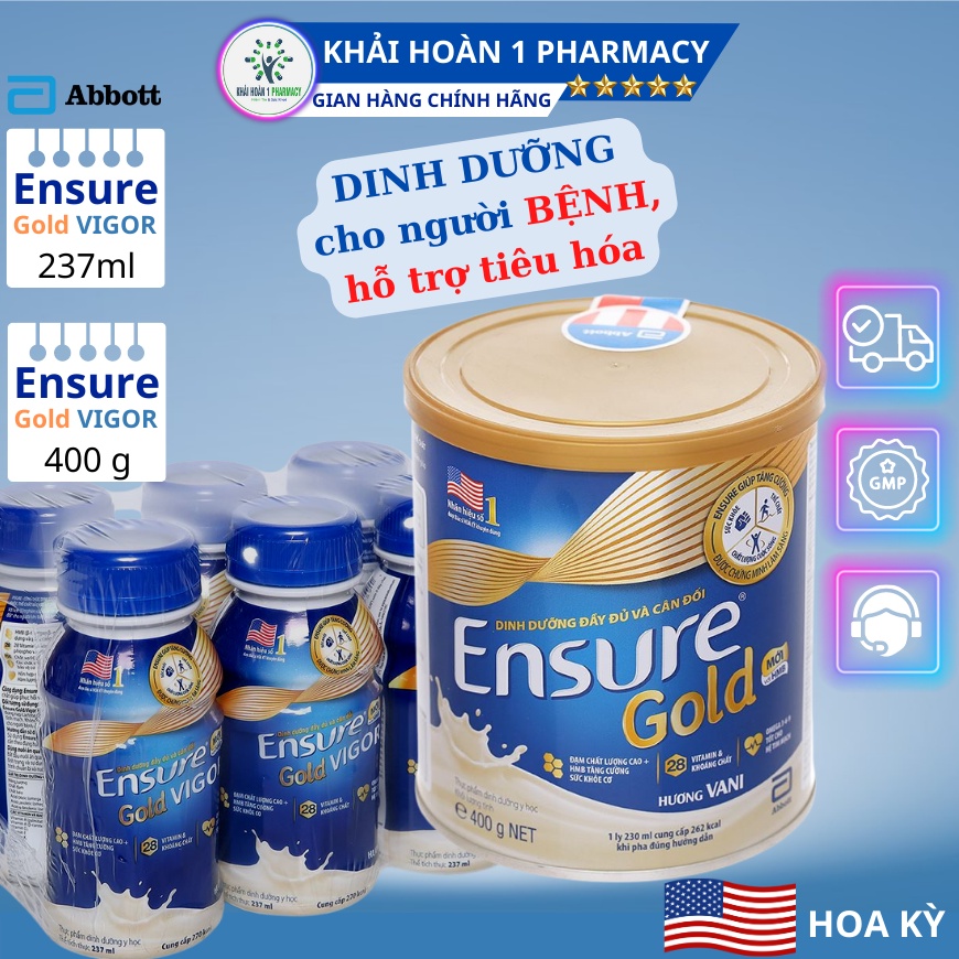 Sữa ENSURE GOLD Abbott Mỹ hương vani thơm ngon đầy đủ dưỡng chất