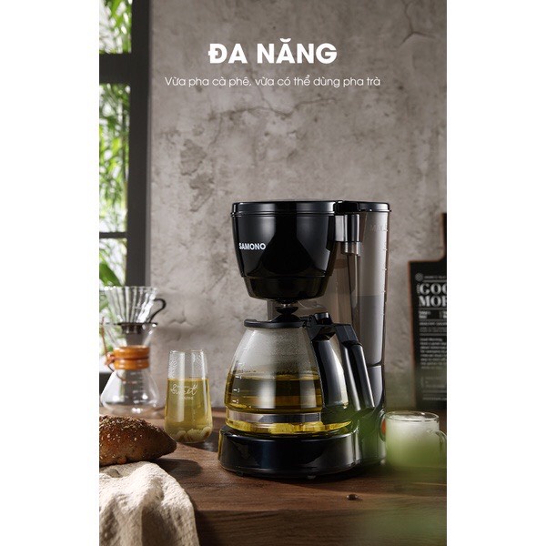 Máy pha cà phê tự động Samono SW-CMB06B dung tích 750ml khay chứa tháo rời dễ vệ sinh - Hàng Chính Hãng