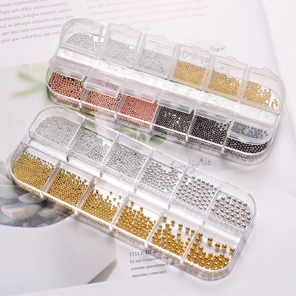 1 Hộp 1 Hộp Hạt Thép Bóng Ba Chiều Dùng Trang Trí Móng Tay Nghệ Thuật DIY