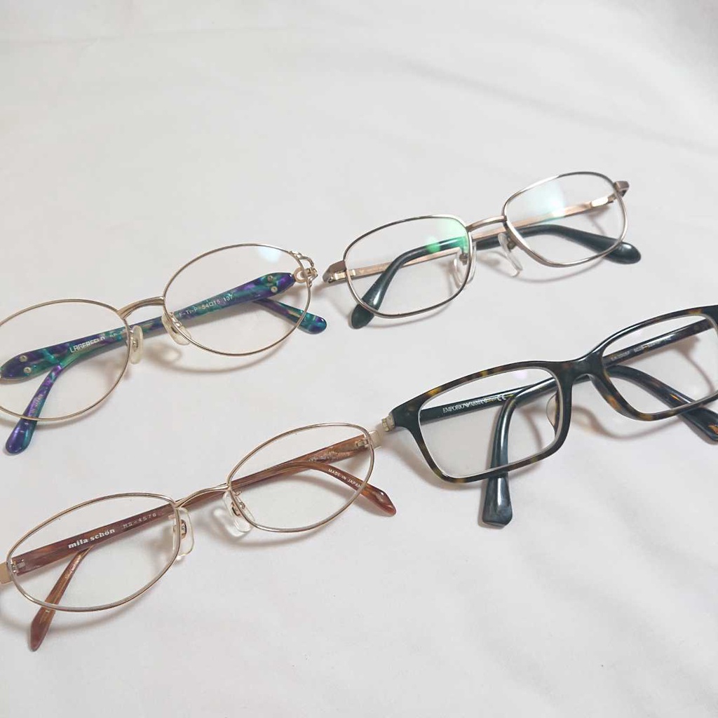 Gọng kính titan, nhựa (đã sử dụng) hiệu Emporio Armani, Mila Schon... còn tốt