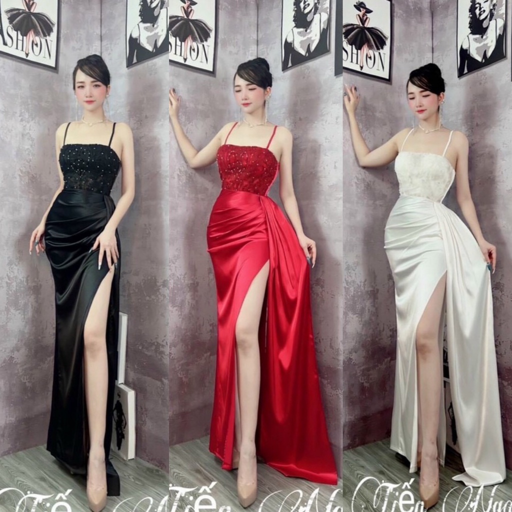 Đầm Váy Nữ Chất Vải Phi Bóng Phối Ren 2 Dây Đính Cườm Ngực Thiết Kế Sang Chảnh Đi Làm Công Sở,Dạ Hội Và Du Lịch Cực Xinh