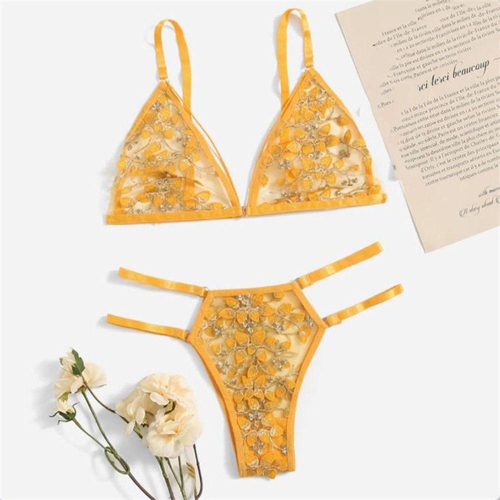 OCEANMAP Set Đồ Lót Ren Hoa Trong Suốt Quyến Rũ Cho Nữ