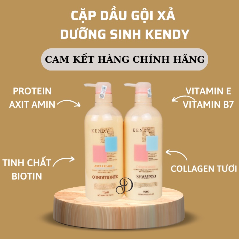 Dầu Gội Xả Collagen KENDY 800ml * 2 Cao Cấp Mềm Mượt Giúp Tóc Chắc Khoẻ Bóng Mượt Hương Nước Hoa | Calla Official