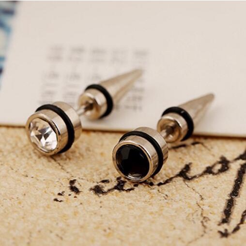 Hoa tai đính đá chất liệu thép không gỉ - Bông tai đinh cá tính KT016