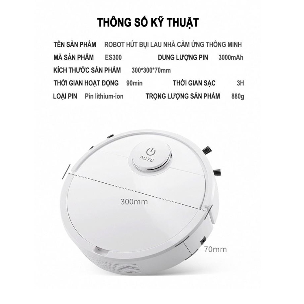Robot Hút Bụi Lau Nhà ES300, Lực hút cực mạnh, dung lượng pin lớn, cảm biến thông minh, BẢO HÀNH 12 THÁNG! | BigBuy360 - bigbuy360.vn