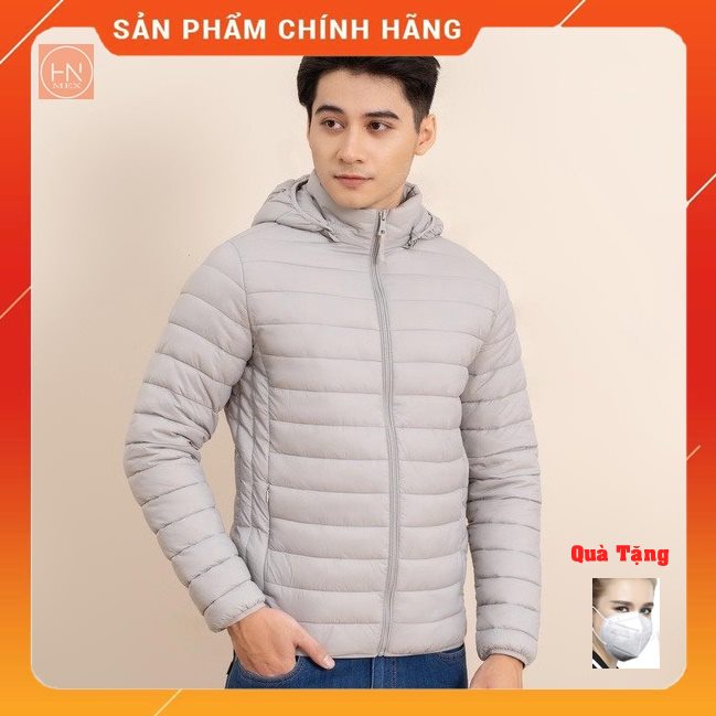 Áo phao nam siêu nhẹ, chất liệu giữ nhiệt chống thấm nước form dáng vừa vặn, mũ có thể tháo.