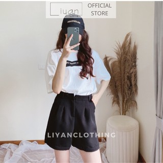 Quần Short Nữ Liyan Ống Rộng Lưng Cao Gập Gấu M203, Quần Sooc Nữ Cạp Cao Thời Trang Siêu Hot Dễ Mix Đồ