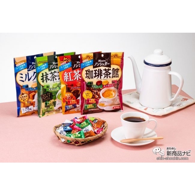 Kẹo cà phê sữa, hồng trà sữa không đường Kanro Nectar Coffee Tea House 72g