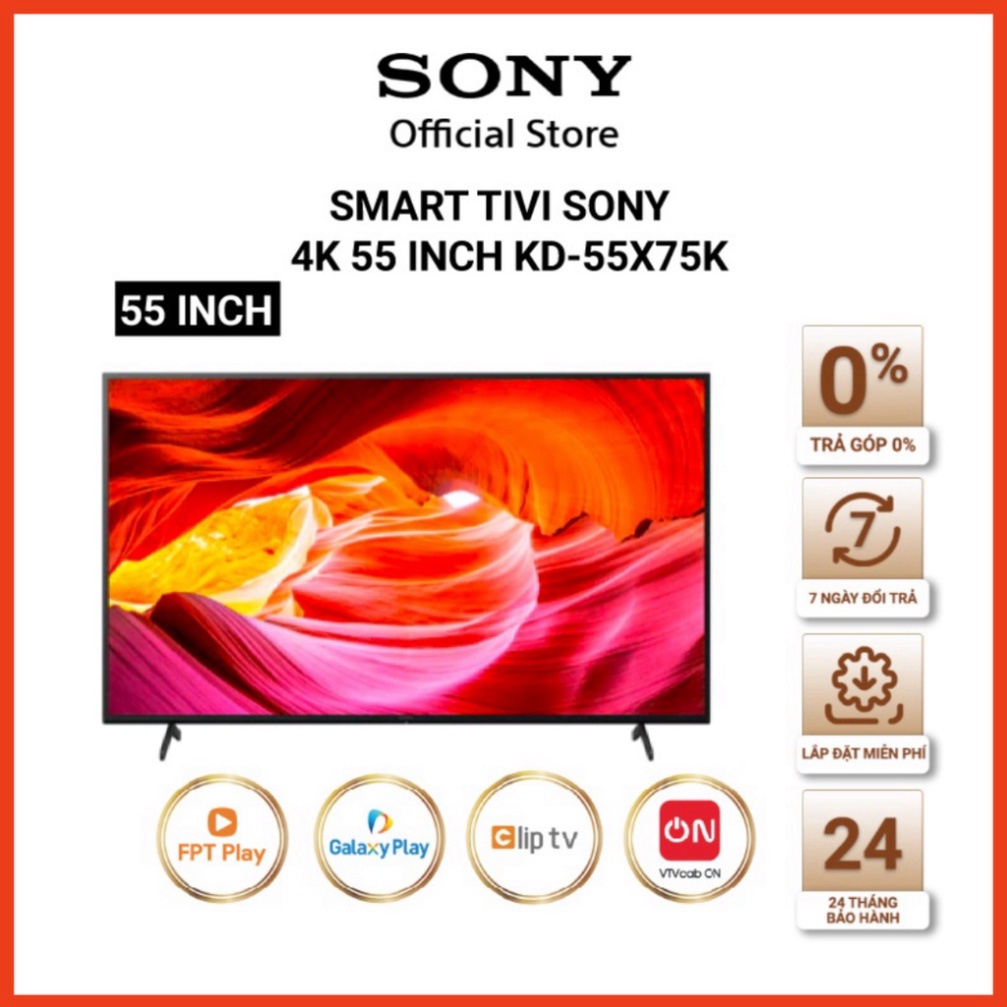 Google Tivi Sony 4K 55 inch KD-55X75K - Miễn Phí Lắp Đặt ( sale )