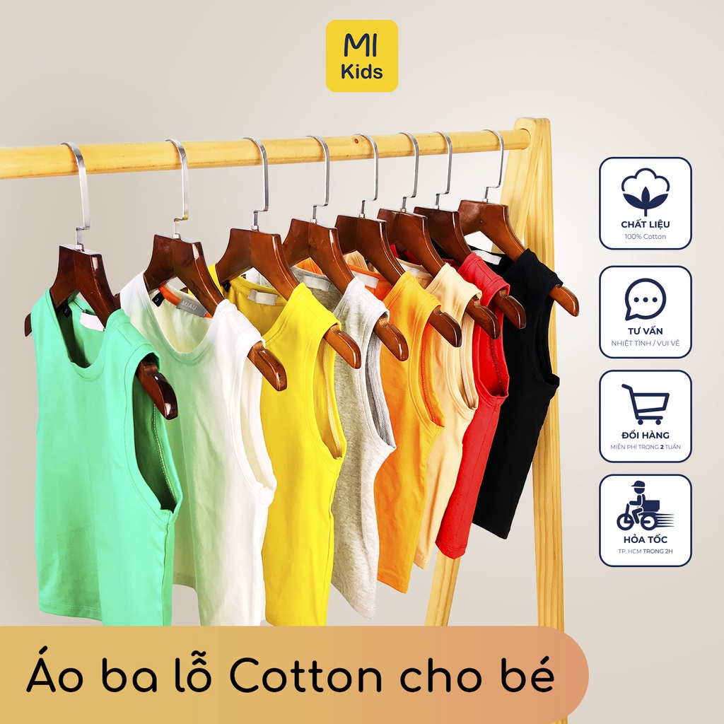 Quần Áo Trẻ Em Áo Phông Ba lỗ Cho Bé MIKIDS Trơn Nhiều Màu Chất thun Cotton cao cấp Mùa hè Thoáng mát
