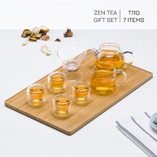 Bộ ấm trà đạo thủy tinh chịu nhiệt T110 (250ml) - Bộ ấm chén trà đạo Zen Tea Samahome Shop