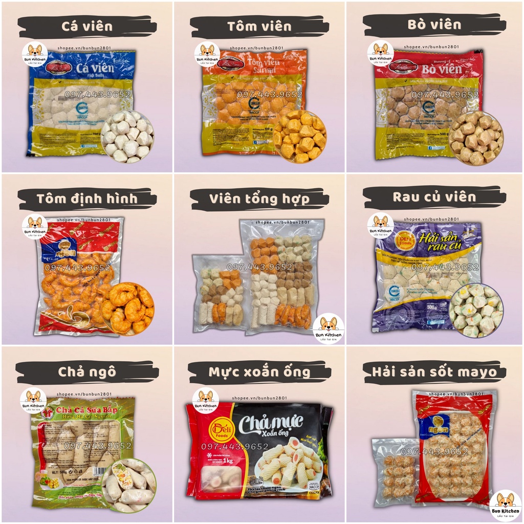 Viên chiên xiên que, viên thả lẩu Việt 200g/500g