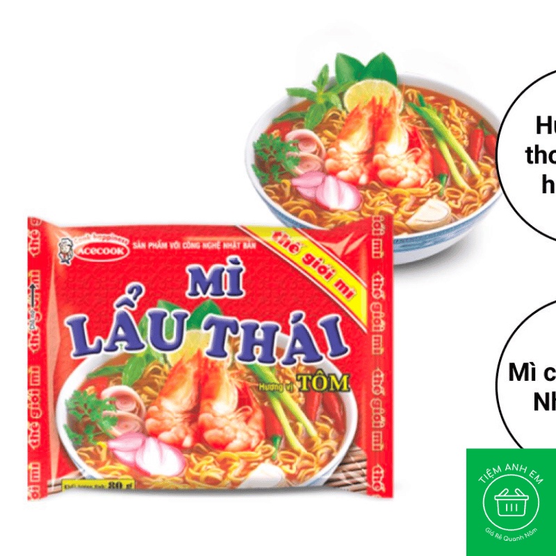 Mì Lẩu Thái Tôm Gói 80g - Mì Ăn Liền Acecook