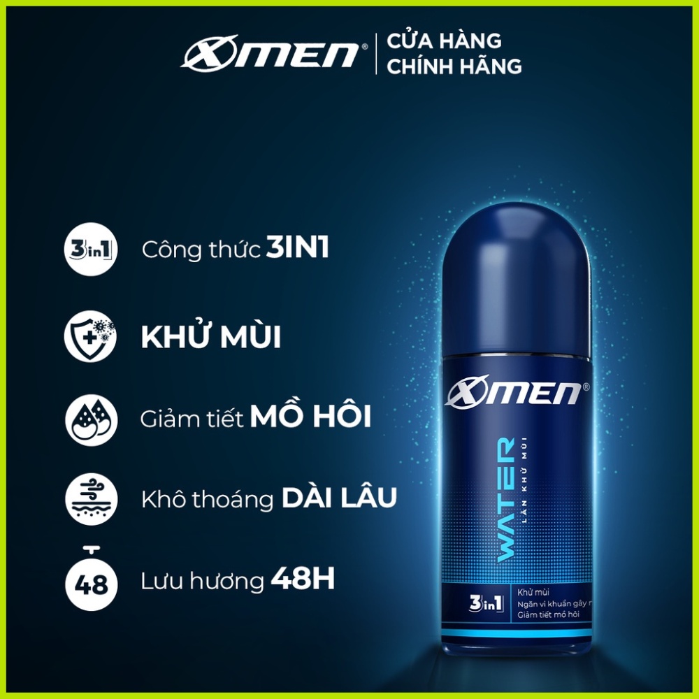 Lăn khử mùi XMen 50ml - Lăn ngăn mùi nam hương nước hoa X-men kháng khuẩn ngăn mồ hôi nách thơm nam tính Wood Metal Fire