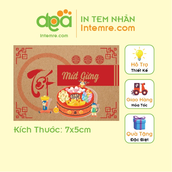 Sẳn 24 Tem Nhãn Giấy Kraft Decal Dán Intemre.com Mứt Tết Và Hạt - Kt:7x5cm