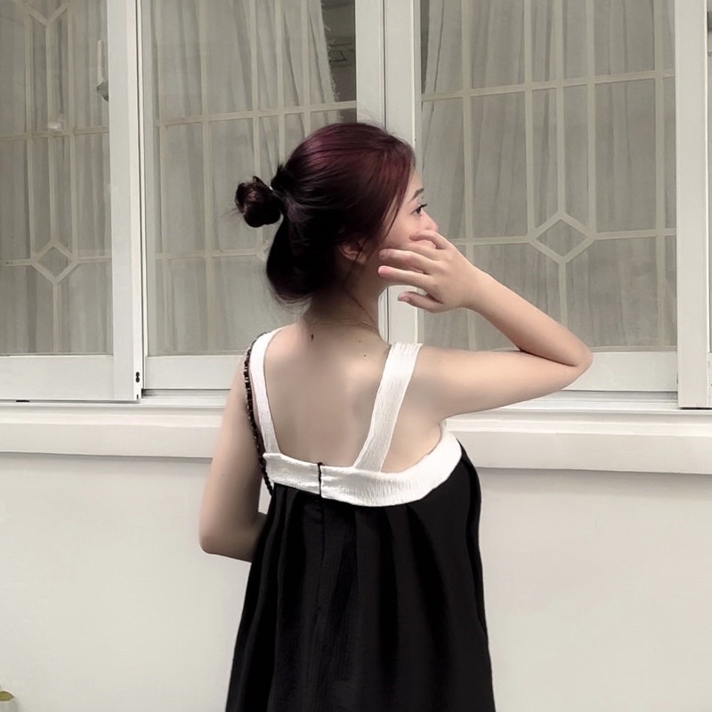 VÁY 2 DÂY NƠ NGỰC BABYDOLL XOÈ DÁNG NGẮN ULZZANG ĐẦM XOÈ DÁNG NGẮN TAOBAO ĐẦM TẾT