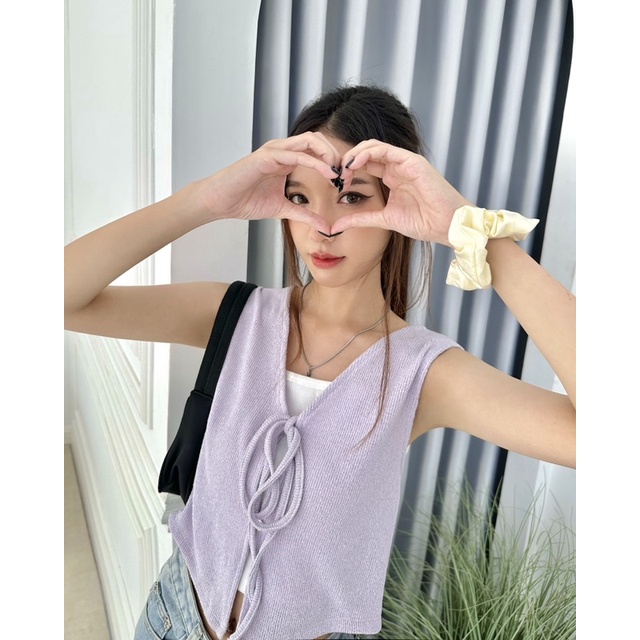 JANET STUDIO • Áo gile thắt dây Tím