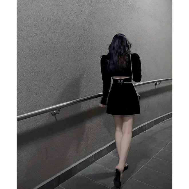Set áo cut eo khuy bấm+ chân váy đính đá