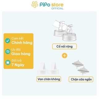 Combo cổ nối rộng, Chặn sữa ngắn maymom và van silicon - Phụ kiện phễu Lacteck