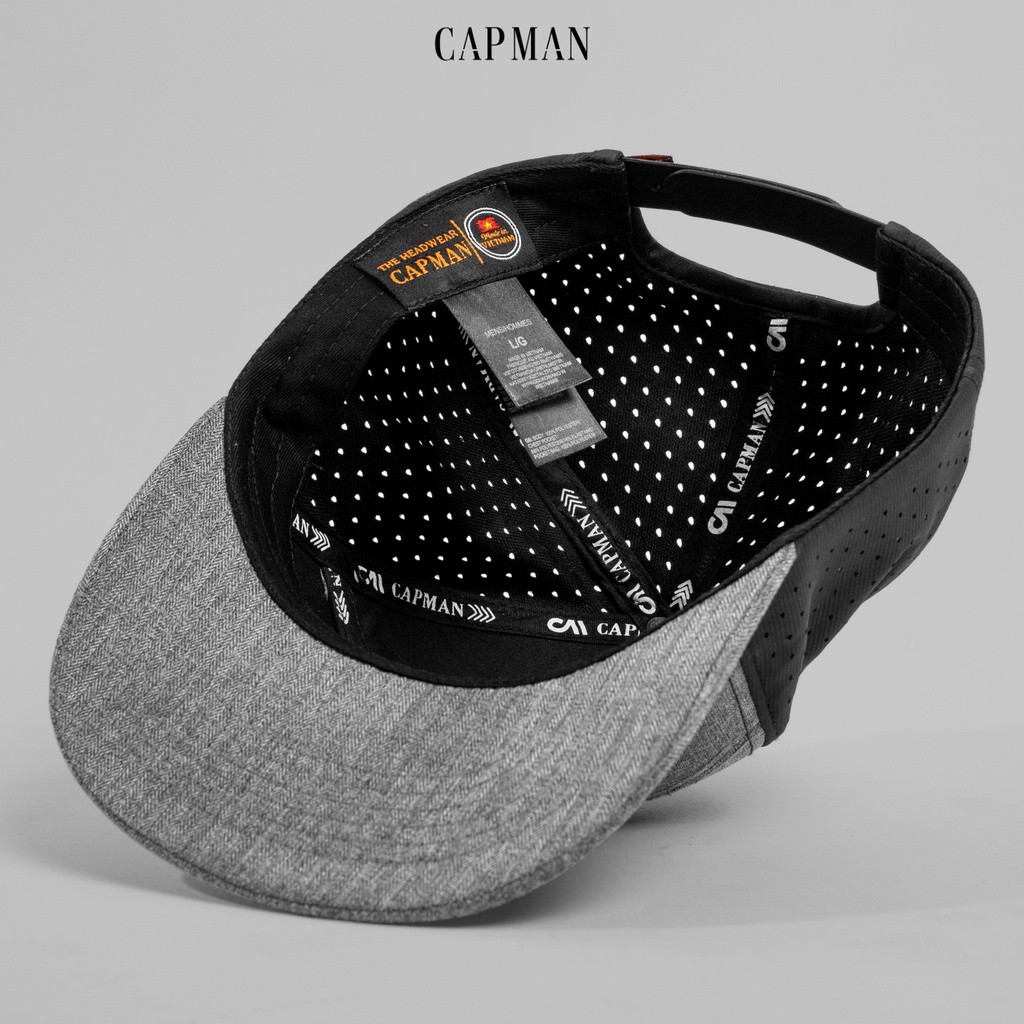 Mũ snapback màu xám đen CAPMAN lưỡi ngang CM26