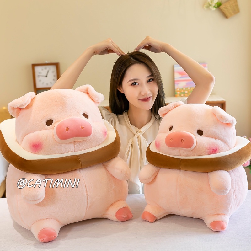 CATIMINI bánh mỳ con lợn thú nhồi bông heo bánh mì hoạt hình thú nhồi bông dễ thương đồ chơi lợn tham lam cái gối