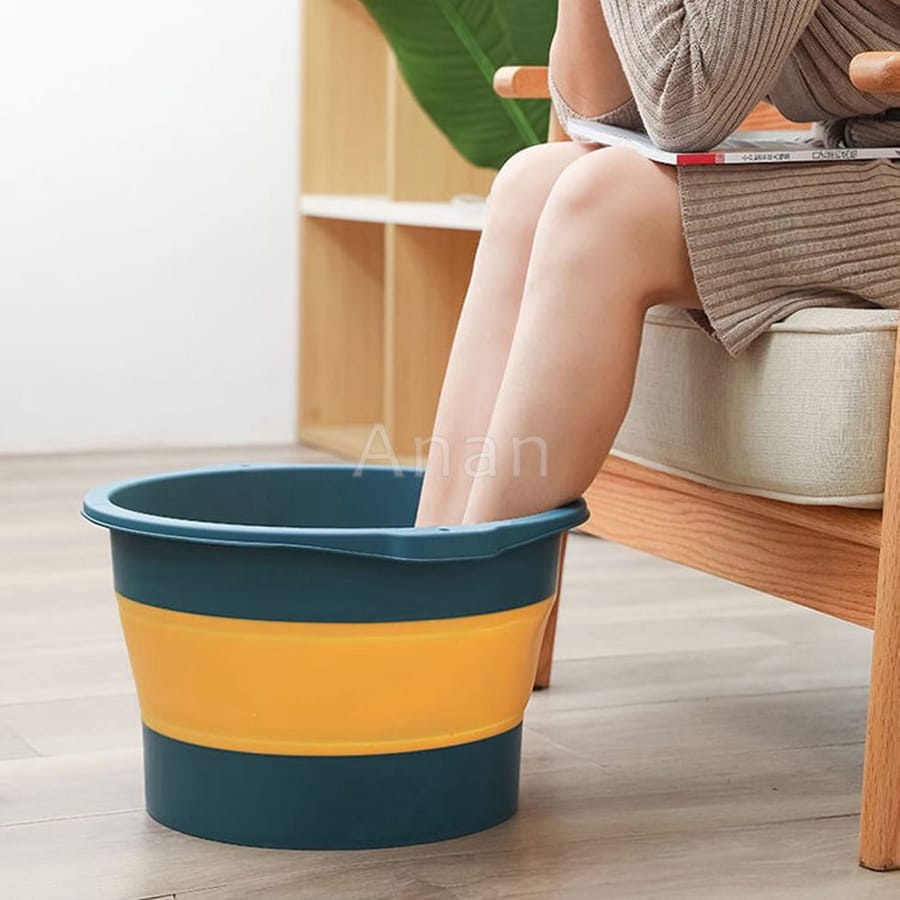 Chậu Ngâm Chân Tròn Gấp Gọn Có Gai Massage, Chậu Nhựa Có Gai Massage Bàn Chân, Giảm Đau Nhức, Chất Liệu Silicon Mềm Mại