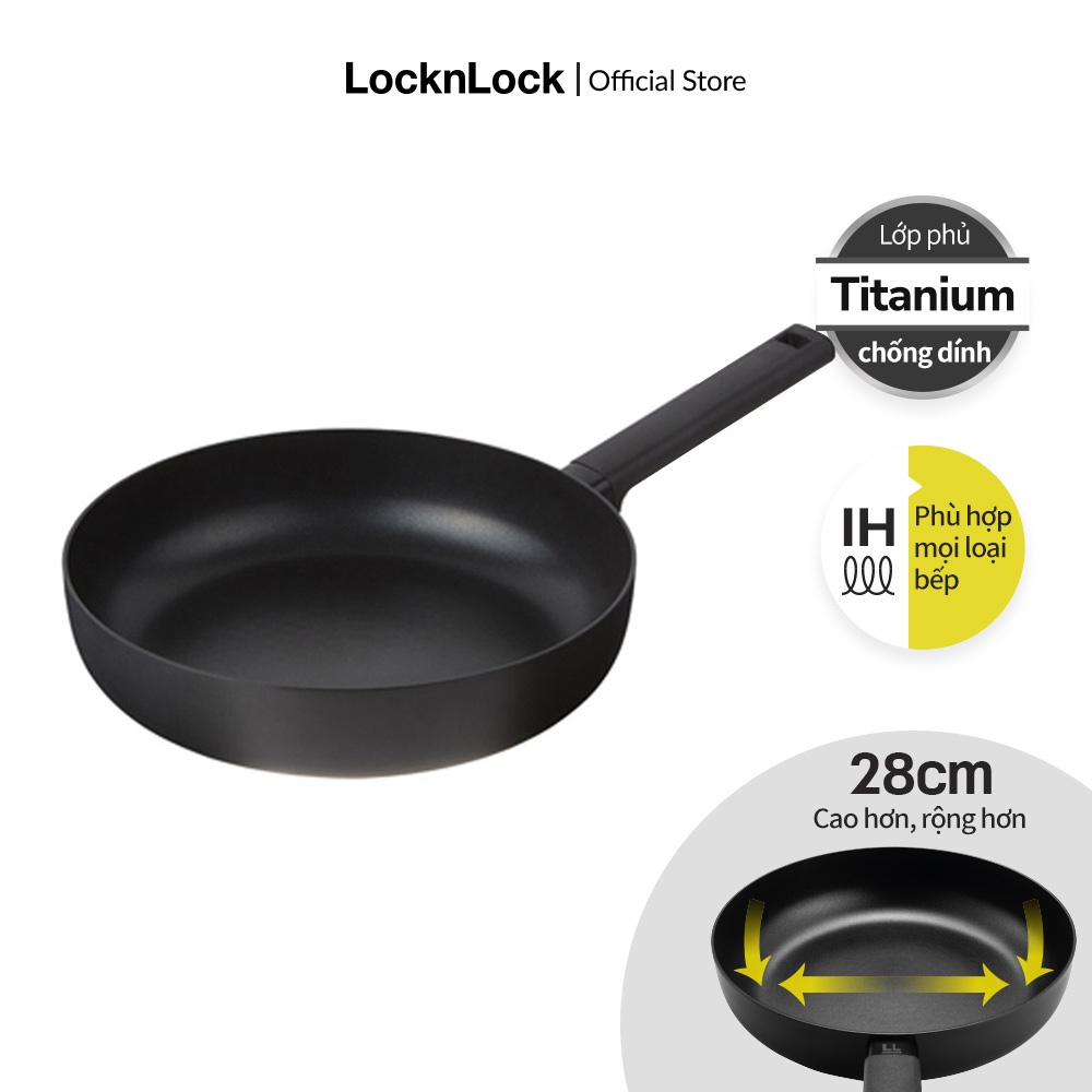 Chảo rán Soma Lock&Lock 28cm (Có thể dùng bếp từ) - Màu đen - LMH1283IH
