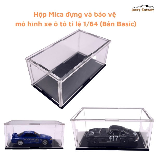 Hộp Mica đựng và bảo vệ mô hình ô tô tỉ lệ 1:64 1/64 1/72 1 64các hãng Tomica Tomytec MiniGt JL HW GL kích thước 9x5x4cm