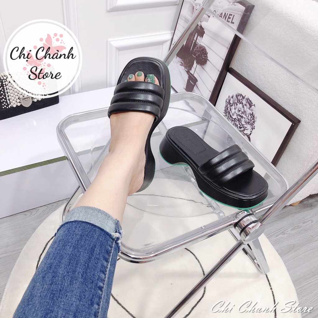 Dép Sandal Xuồng Cao 5p Hàng Đẹp Quai Bản Ngang Phồng Mềm Đi Êm Chân - Chị Chảnh Store D12