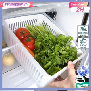 Combo 2 Hộp Thực Phẩm Có Rổ Ráo Nước Để Tủ Lạnh