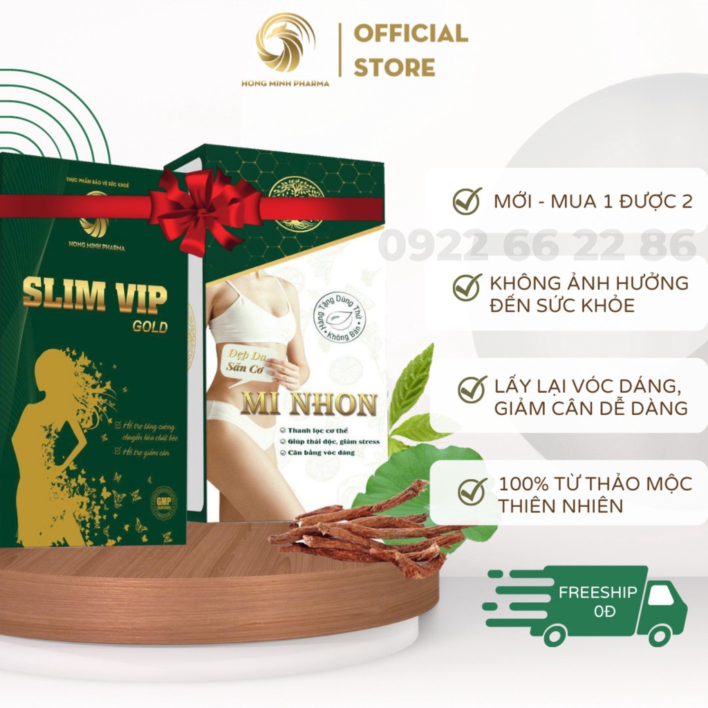SLim Vip Gold Mới - Mua 1 Tặng 1, Được 2 - Giảm Cân Cực Mạnh, Đào Thải Độc Tố, Mỡ Thừa