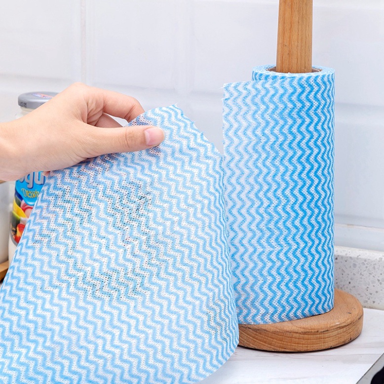 Cuộn 50 khăn thấm lau đa năng, khăn bông lau bếp, khăn bông lau chén đĩa dùng 1 lần