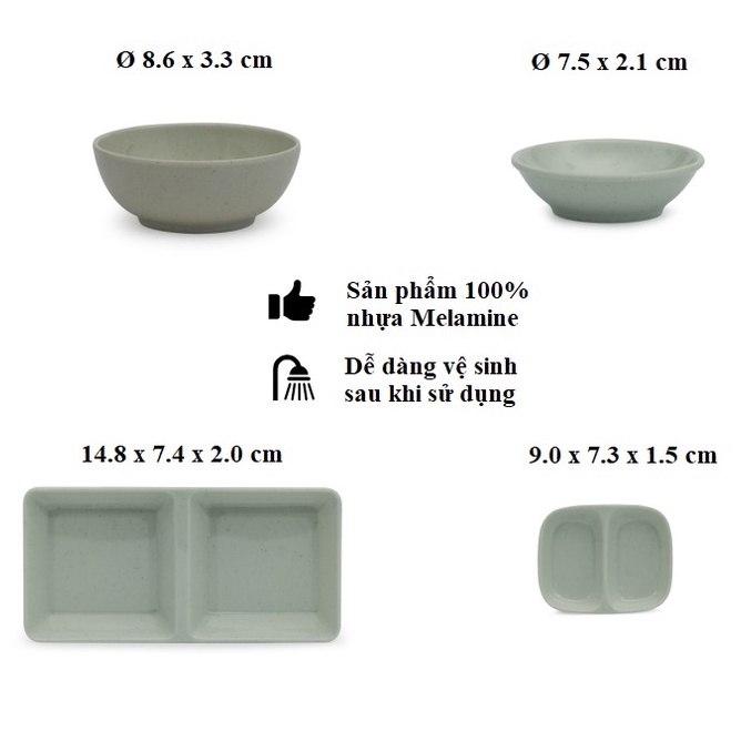 Chén đựng nước chấm,gia vị nhựa Melamine vân cát xanh