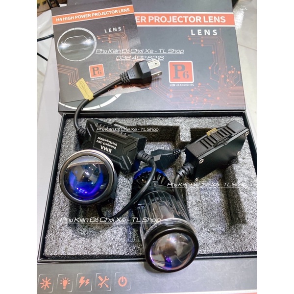 Đèn Trợ Sáng Bi Cầu mini P6 Chân H4 Công Suất 65Uw Tăng Sáng Cho Ô Tô , Xe máy