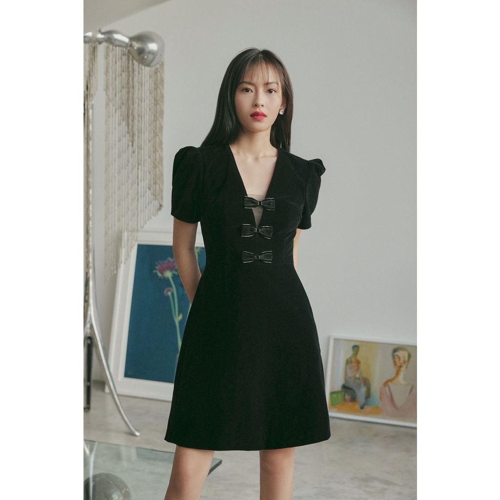 Little Velvet Dress HUONG BOUTIQUE HBV1227, 2 màu đỏ & đen