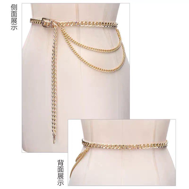 🌸 Dây nịt xích 🌿 Freesize khoá cài tuỳ chỉnh 🌿 2 màu : Trắng - Vàng